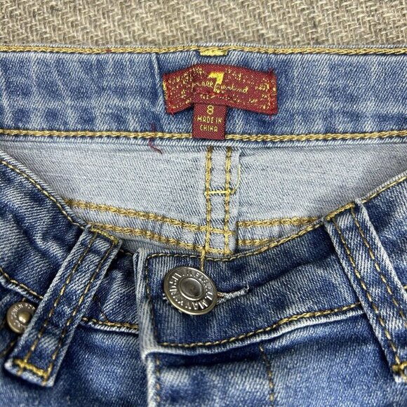 7 FOR ALL MANKIND Girls Sz 8 Jean Denim Skirt NWT Adjustable Button Up - Picture 5 of 8